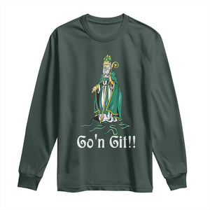 Funny St Patricks Day Long Sleeve Shirt Go'n Git Snakes TS02 Dark Forest Green Print Your Wear