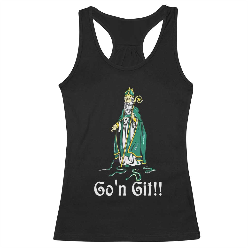 Funny St Patricks Day Racerback Tank Top Go'n Git Snakes TS02 Black Print Your Wear