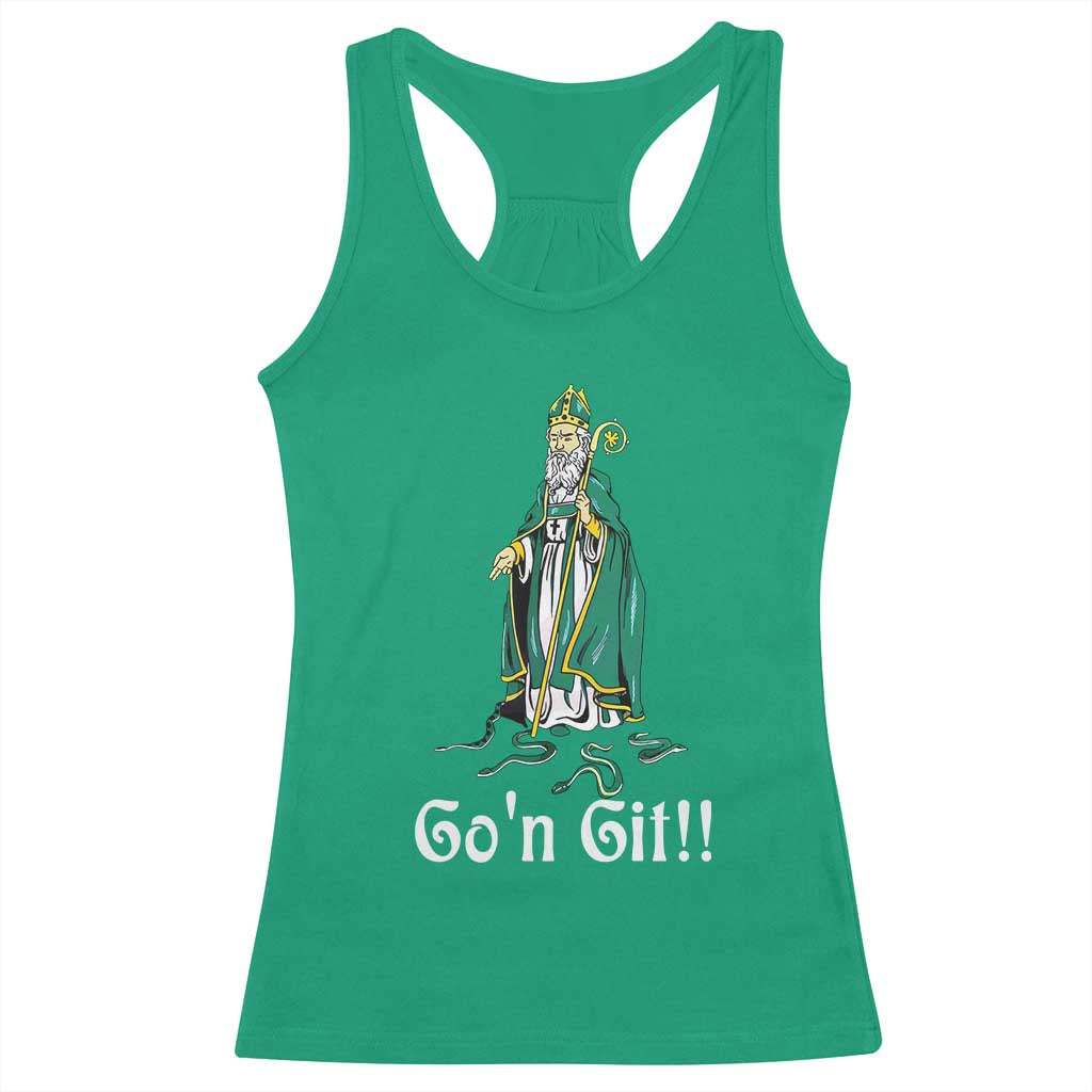 Funny St Patricks Day Racerback Tank Top Go'n Git Snakes TS02 Irish Green Print Your Wear