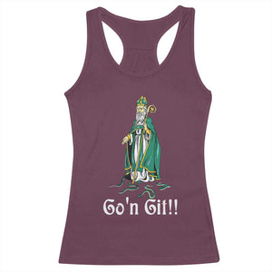 Funny St Patricks Day Racerback Tank Top Go'n Git Snakes TS02 Maroon Print Your Wear