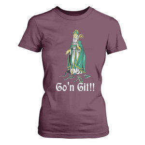 Funny St Patricks Day T Shirt For Women Go'n Git Snakes TS02 Maroon Print Your Wear