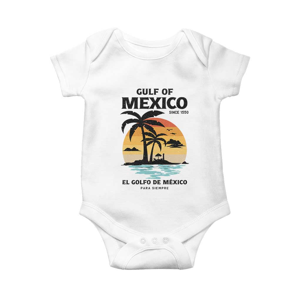 Gulf of Mexico Forever Since 1550 Baby Onesie Golfo De Mexico Para Siempre Retro Beach TS02 White Print Your Wear