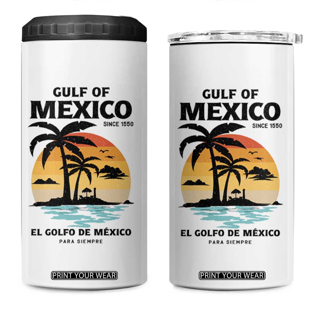 Gulf of Mexico Forever Since 1550 4 in 1 Can Cooler Tumbler Golfo De Mexico Para Siempre Retro Beach TS02 One Size: 16 oz White Print Your Wear