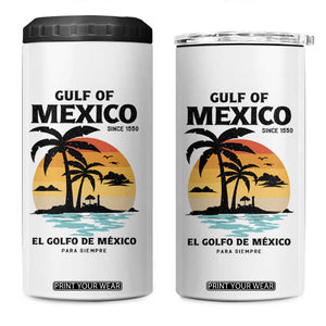 Gulf of Mexico Forever Since 1550 4 in 1 Can Cooler Tumbler Golfo De Mexico Para Siempre Retro Beach TS02 One Size: 16 oz White Print Your Wear