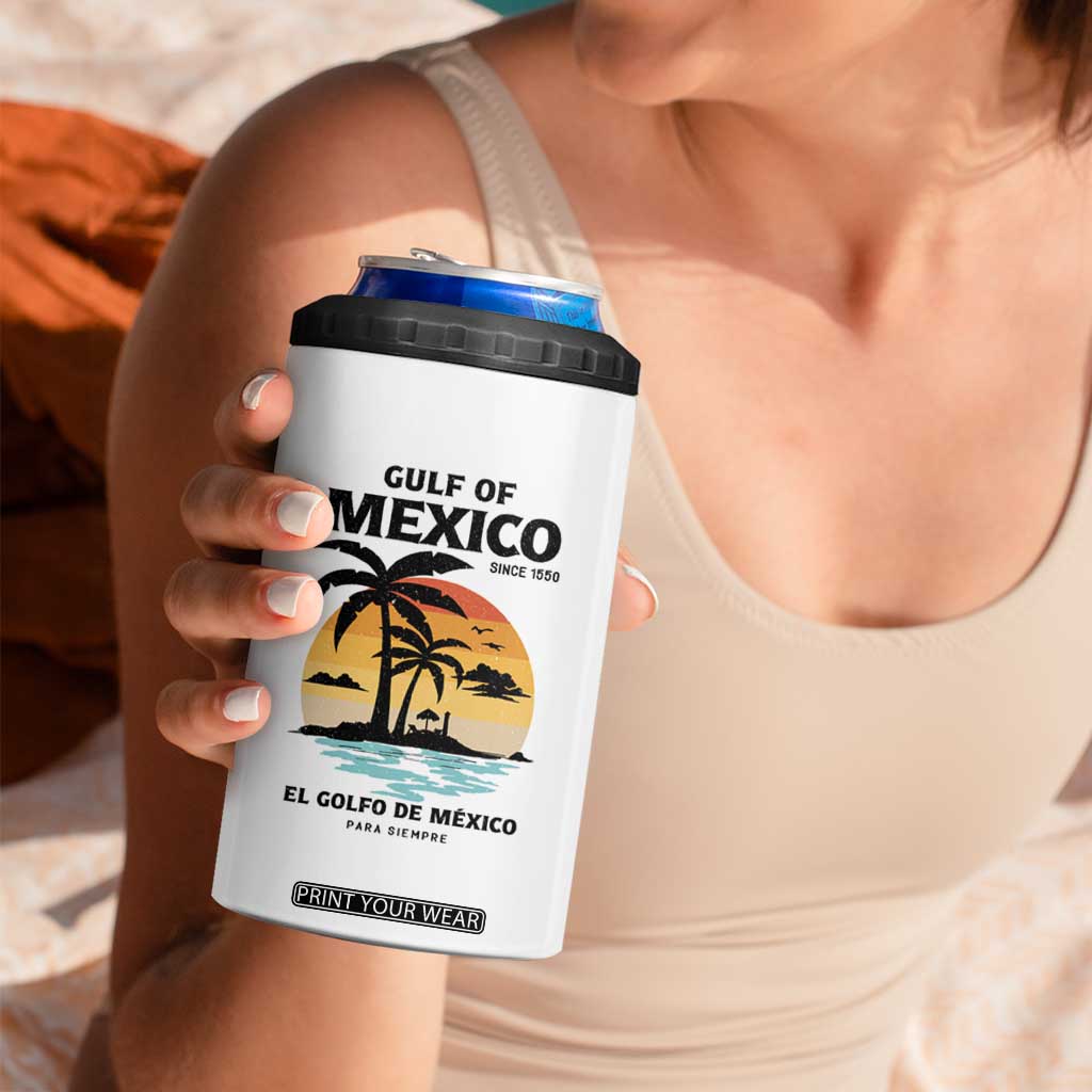 Gulf of Mexico Forever Since 1550 4 in 1 Can Cooler Tumbler Golfo De Mexico Para Siempre Retro Beach TS02 Print Your Wear