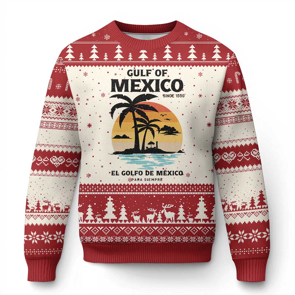 Gulf of Mexico Forever Since 1550 Ugly Christmas Sweater Golfo De Mexico Para Siempre Retro Beach TS02 Beige Red Print Your Wear