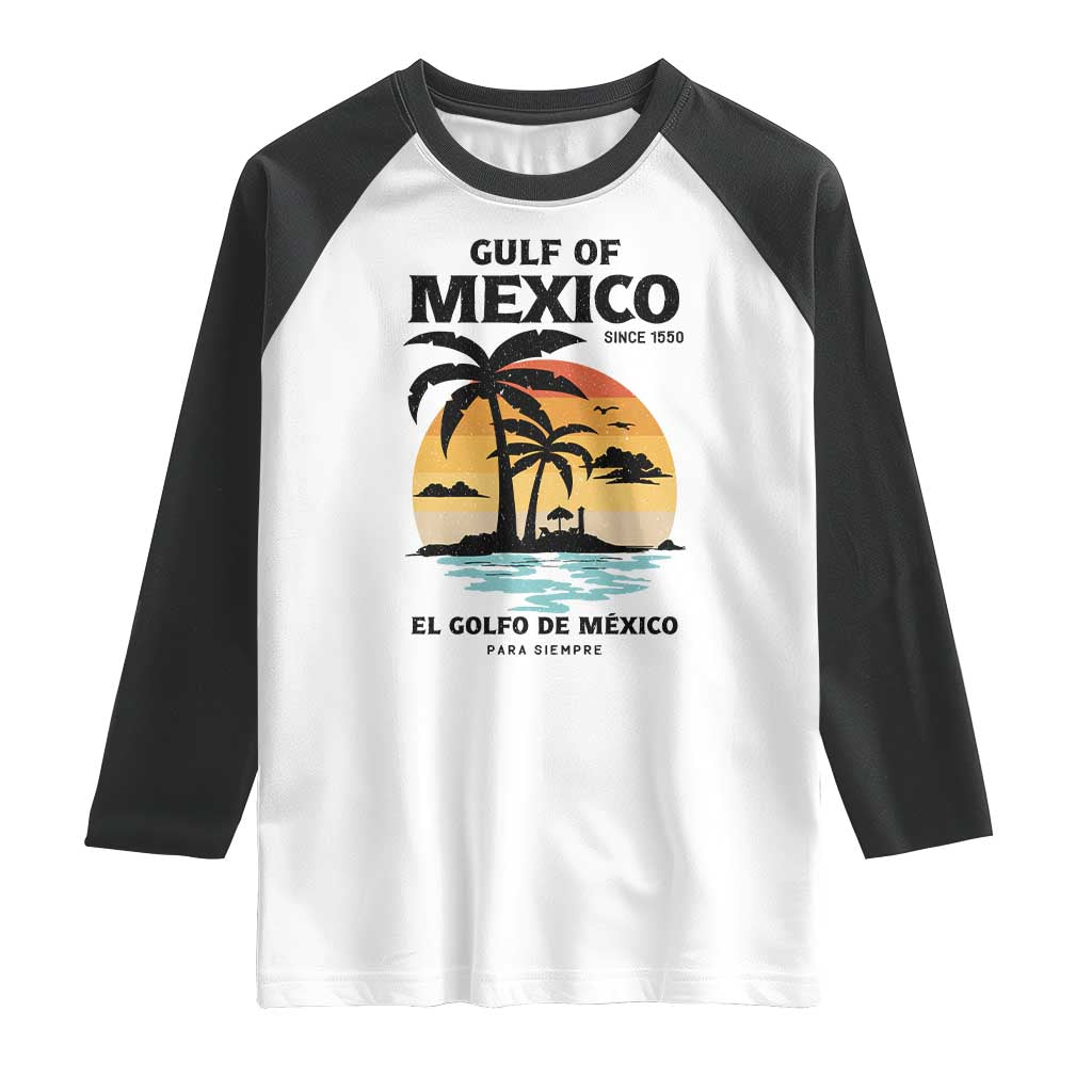Gulf of Mexico Forever Since 1550 Raglan Shirt Golfo De Mexico Para Siempre Retro Beach TS02 White Black Print Your Wear