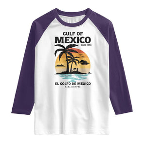 Gulf of Mexico Forever Since 1550 Raglan Shirt Golfo De Mexico Para Siempre Retro Beach TS02 White Purple Print Your Wear