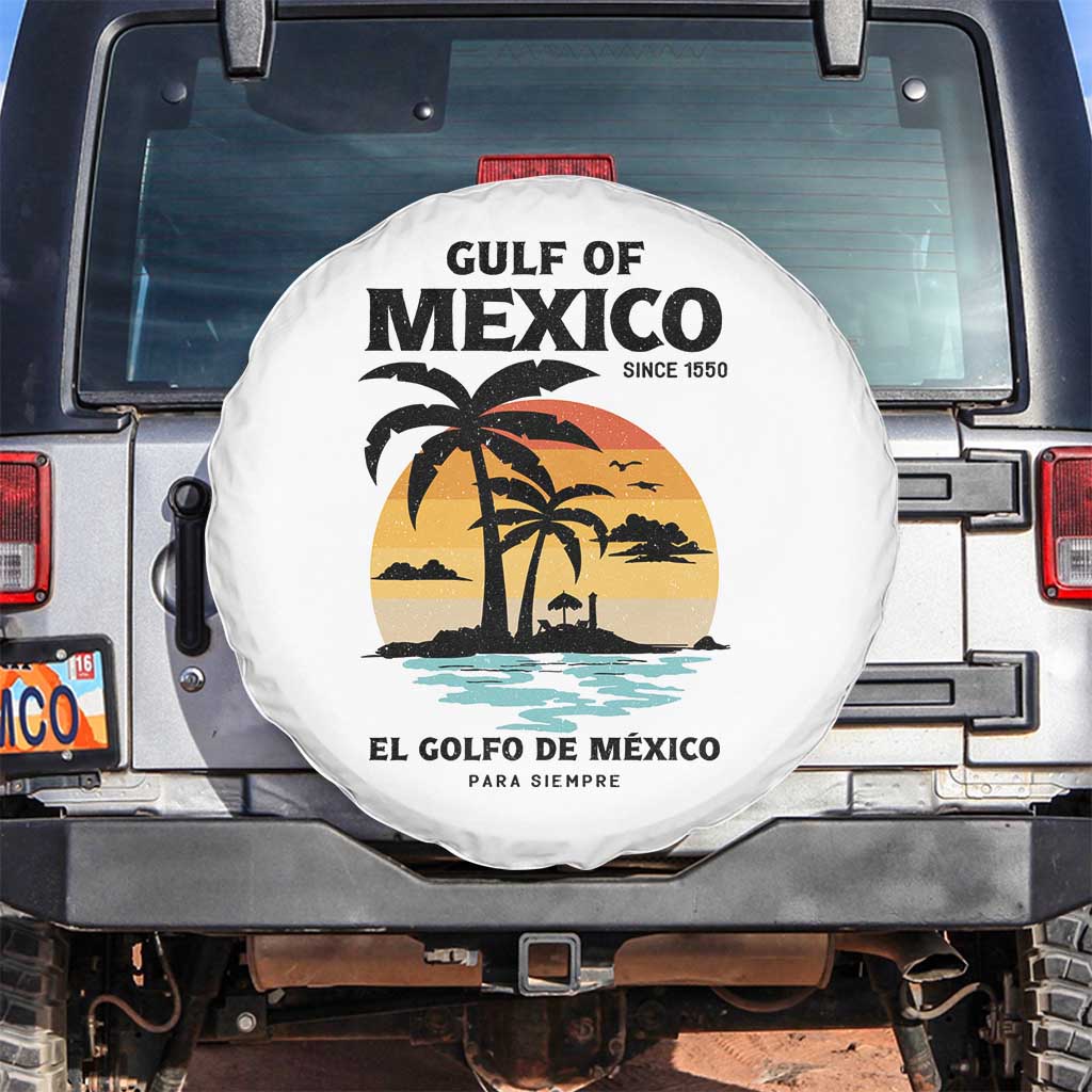 Gulf of Mexico Forever Since 1550 Spare Tire Cover Golfo De Mexico Para Siempre Retro Beach TS02 No hole White Print Your Wear