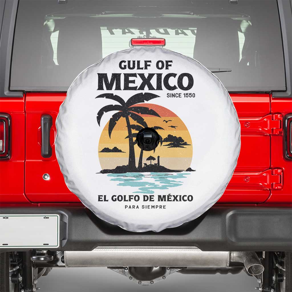 Gulf of Mexico Forever Since 1550 Spare Tire Cover Golfo De Mexico Para Siempre Retro Beach TS02 White Print Your Wear