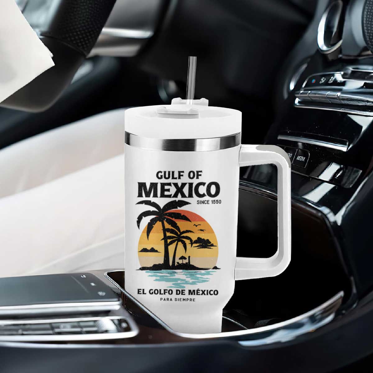 Gulf of Mexico Forever Since 1550 Tumbler With Handle Golfo De Mexico Para Siempre Retro Beach TS02 Print Your Wear
