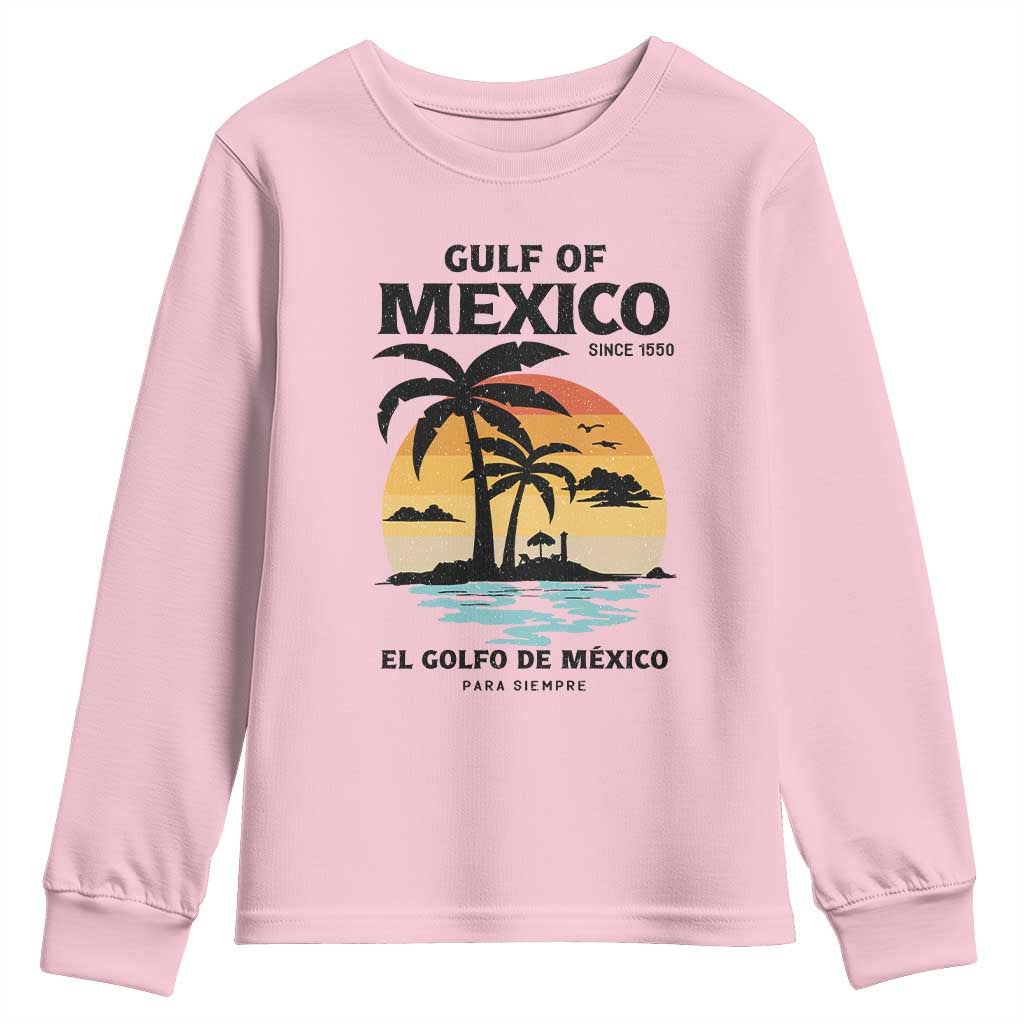 Gulf of Mexico Forever Since 1550 Youth Sweatshirt Golfo De Mexico Para Siempre Retro Beach TS02 Light Pink Print Your Wear