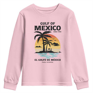 Gulf of Mexico Forever Since 1550 Youth Sweatshirt Golfo De Mexico Para Siempre Retro Beach TS02 Light Pink Print Your Wear
