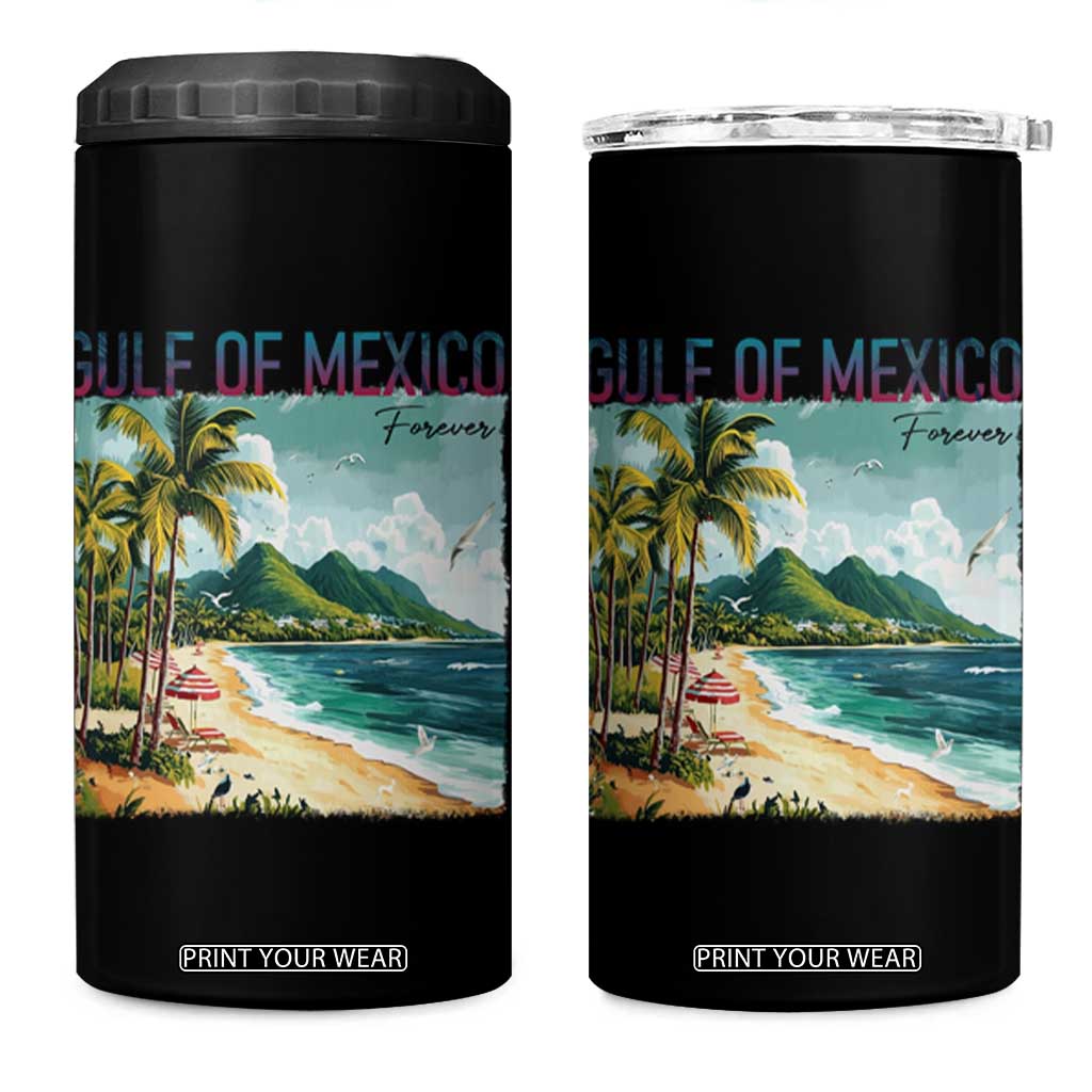Gulf of Mexico Forever 4 in 1 Can Cooler Tumbler Retro Beach TS02 One Size: 16 oz Black Print Your Wear