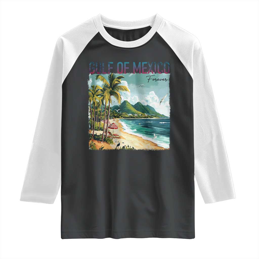Gulf of Mexico Forever Raglan Shirt Retro Beach TS02 Black White Print Your Wear