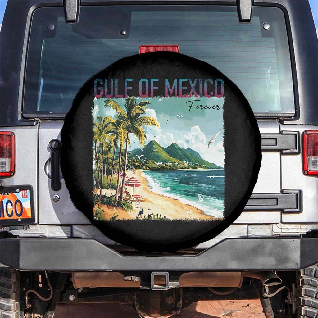 Gulf of Mexico Forever Spare Tire Cover Retro Beach TS02 No hole Black Print Your Wear