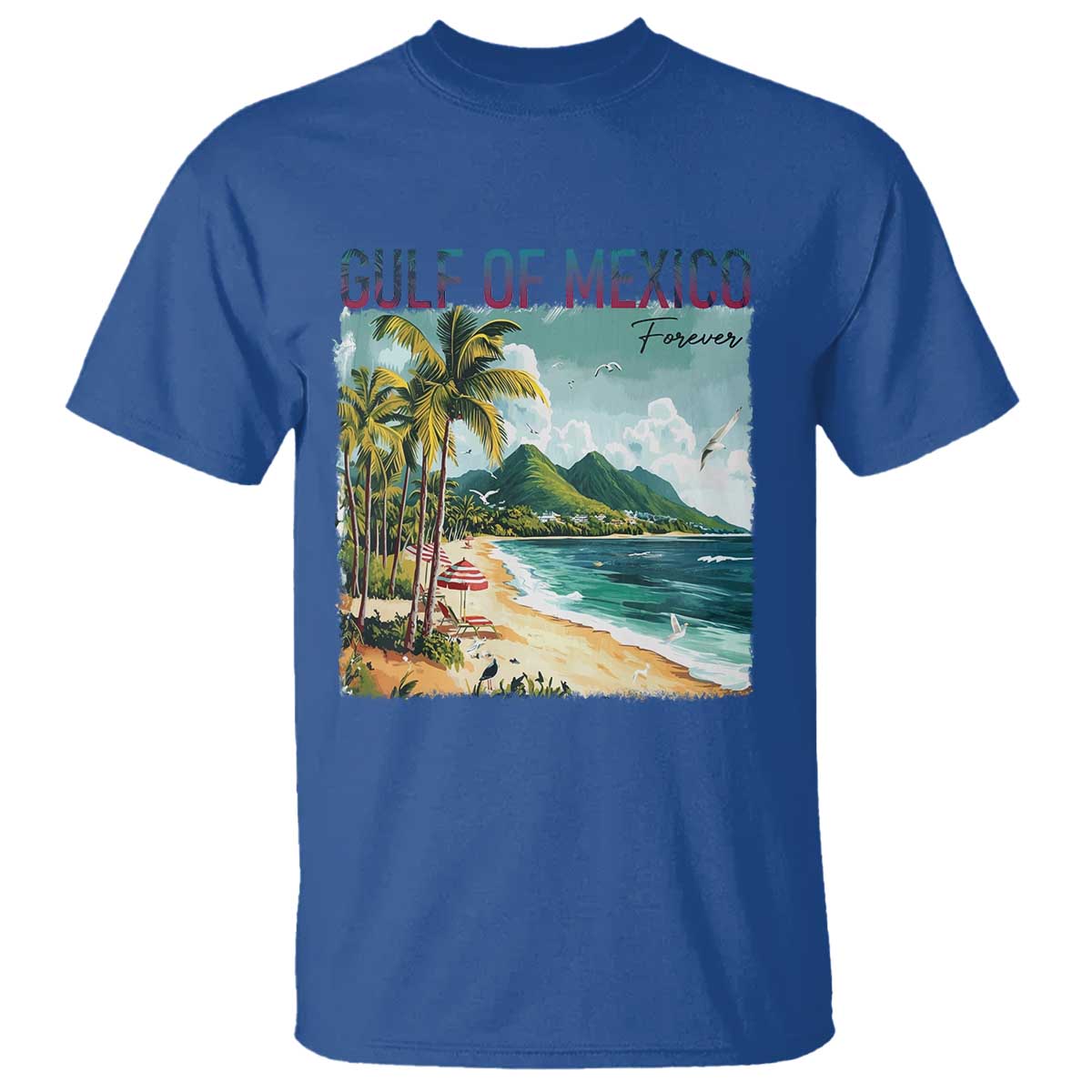 Gulf of Mexico Forever T Shirt Retro Beach TS02 Royal Blue Print Your Wear