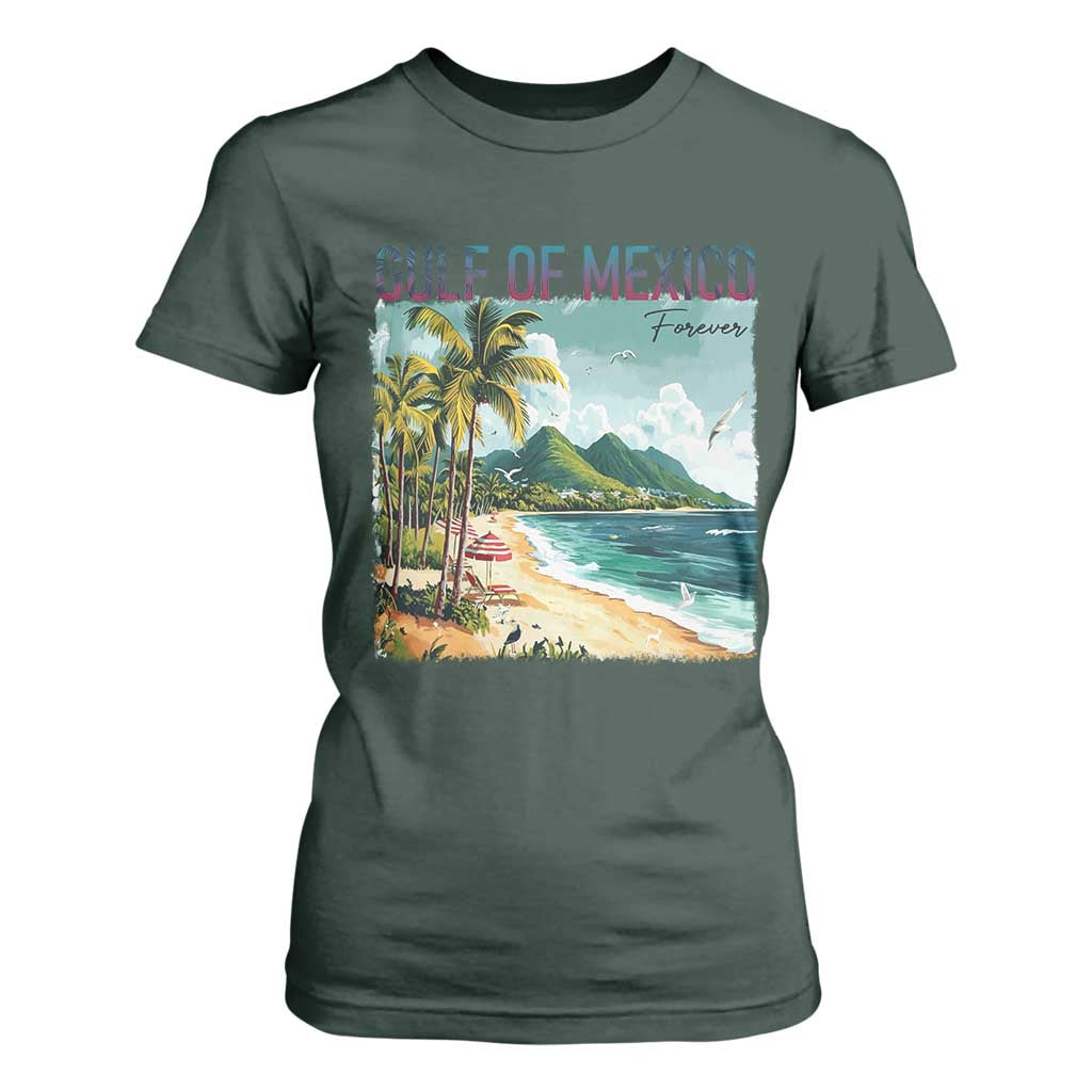 Gulf of Mexico Forever T Shirt For Women Retro Beach TS02 Dark Forest Green Print Your Wear
