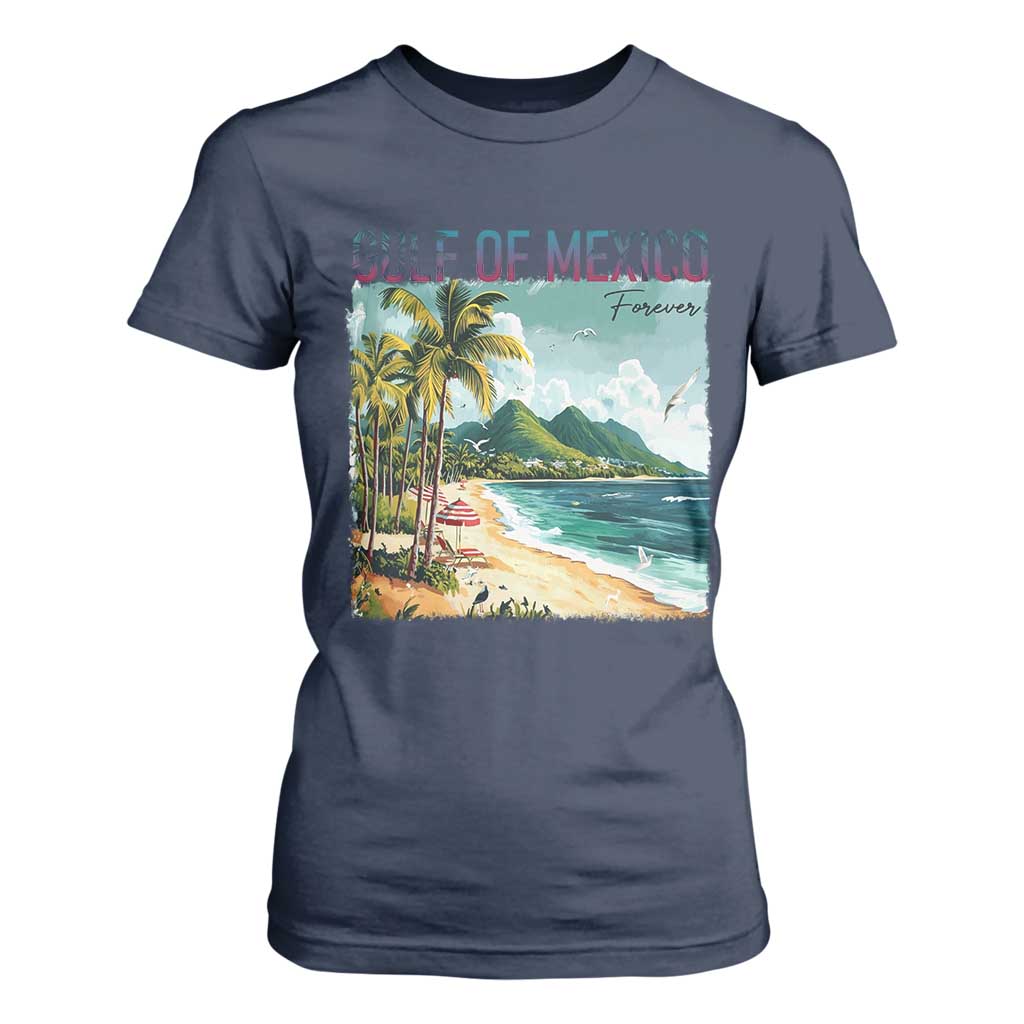 Gulf of Mexico Forever T Shirt For Women Retro Beach TS02 Navy Print Your Wear