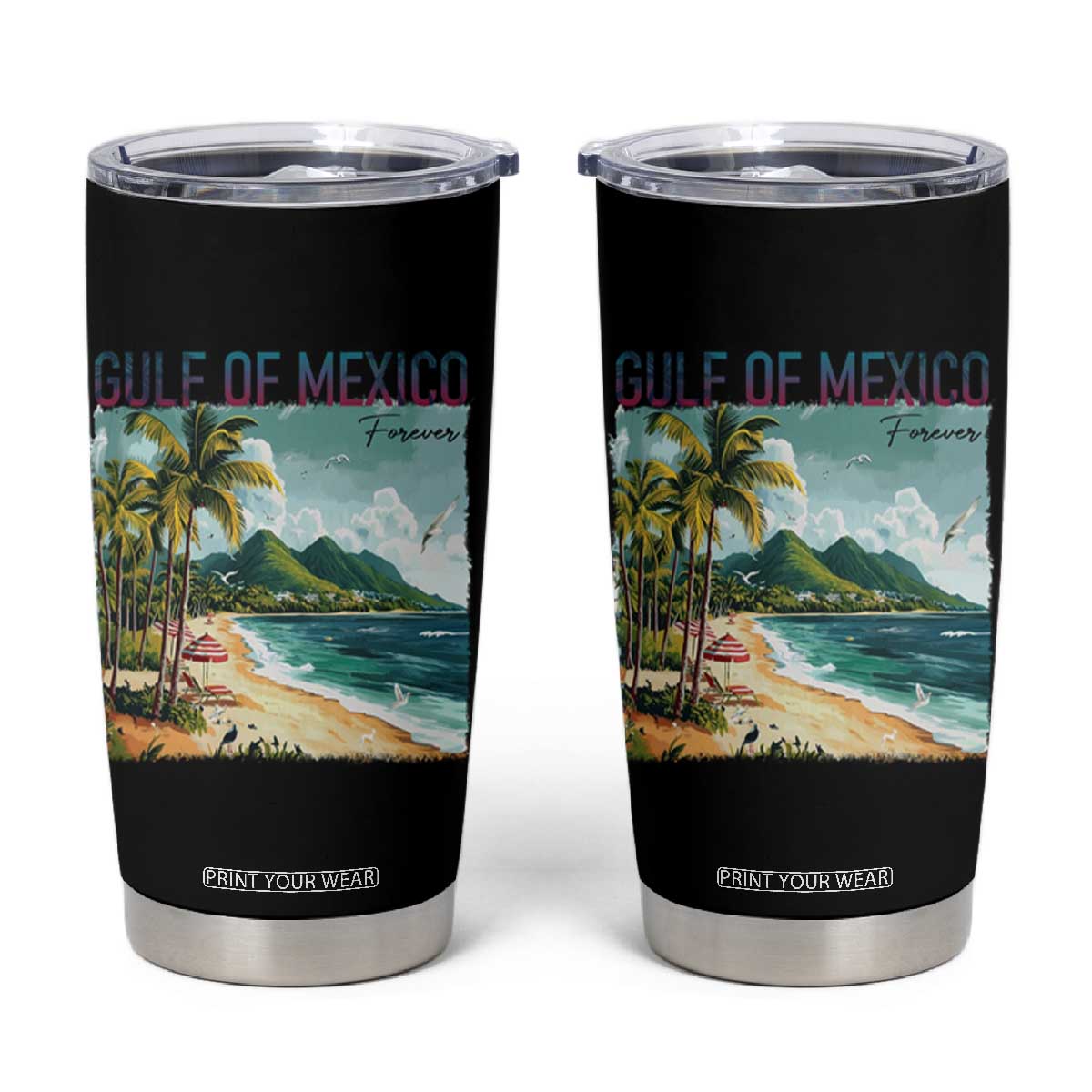 Gulf of Mexico Forever Tumbler Cup Retro Beach TS02 Black Print Your Wear