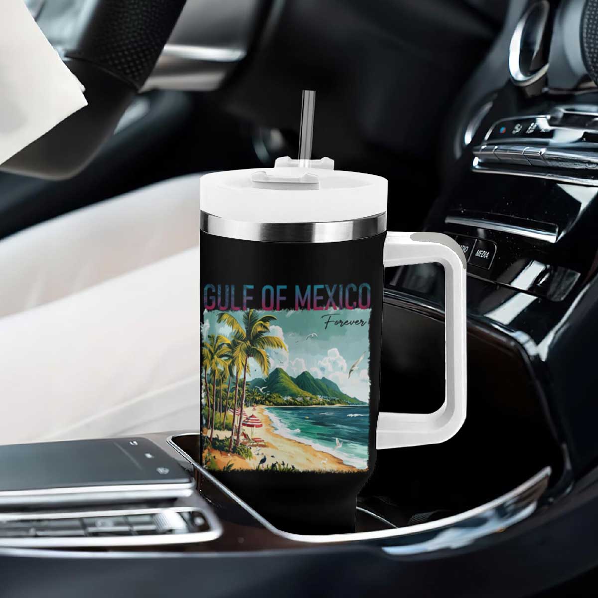Gulf of Mexico Forever Tumbler With Handle Retro Beach TS02 Print Your Wear