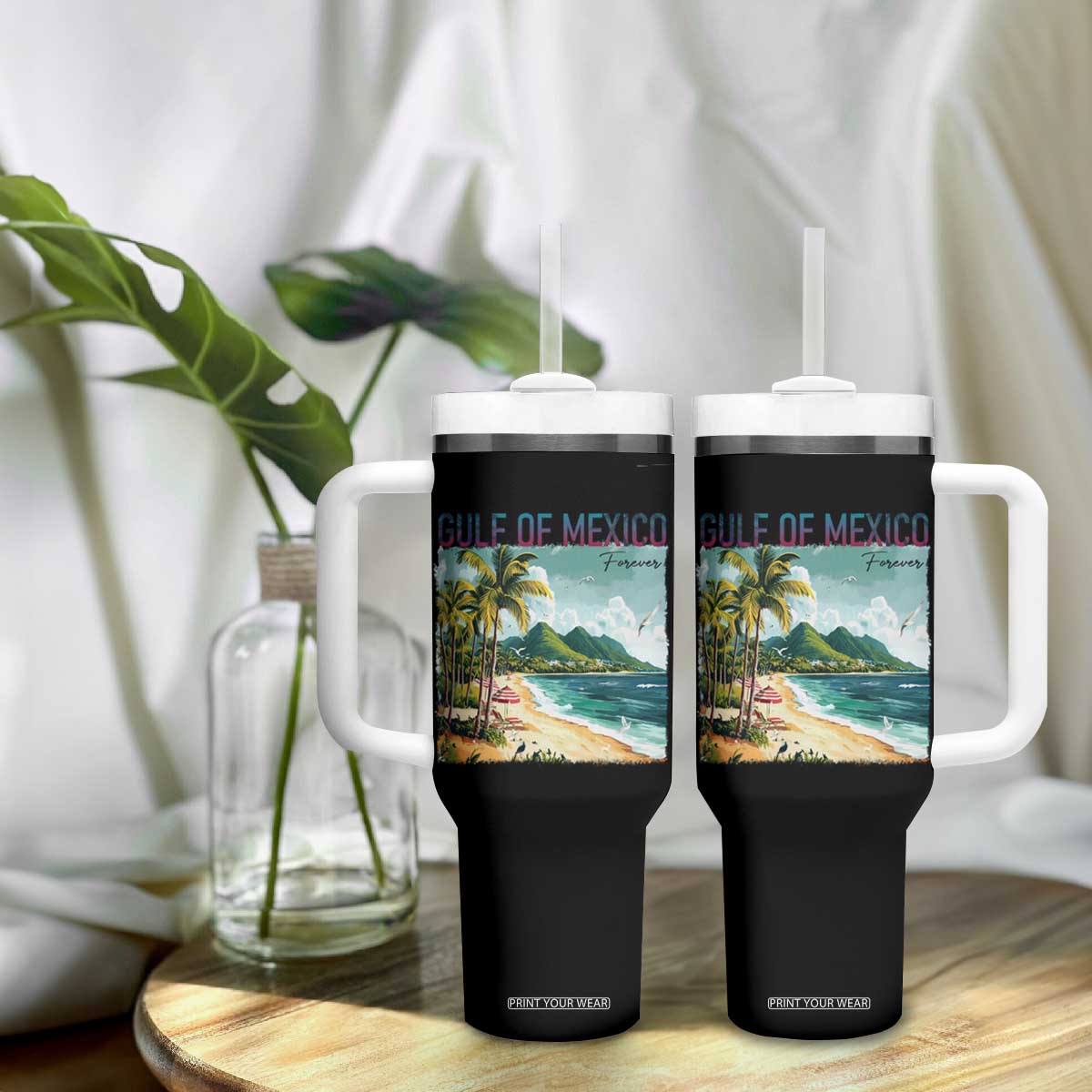 Gulf of Mexico Forever Tumbler With Handle Retro Beach TS02 Print Your Wear