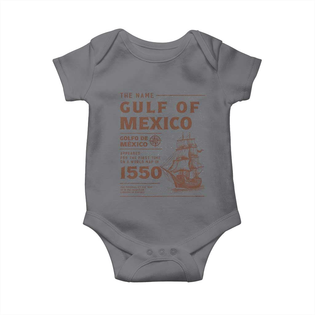 Gulf of Mexico Name Origin 1550 Baby Onesie Sailing Ship Retro Vintage TS02 Charcoal Print Your Wear