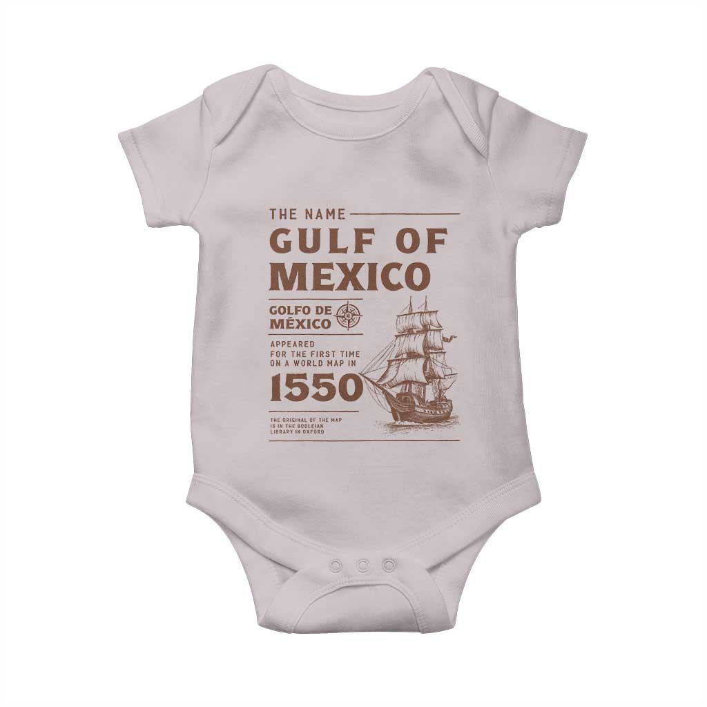 Gulf of Mexico Name Origin 1550 Baby Onesie Sailing Ship Retro Vintage TS02 Ice Gray Print Your Wear