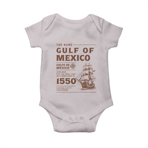 Gulf of Mexico Name Origin 1550 Baby Onesie Sailing Ship Retro Vintage TS02 Ice Gray Print Your Wear