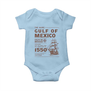 Gulf of Mexico Name Origin 1550 Baby Onesie Sailing Ship Retro Vintage TS02 Light Blue Print Your Wear
