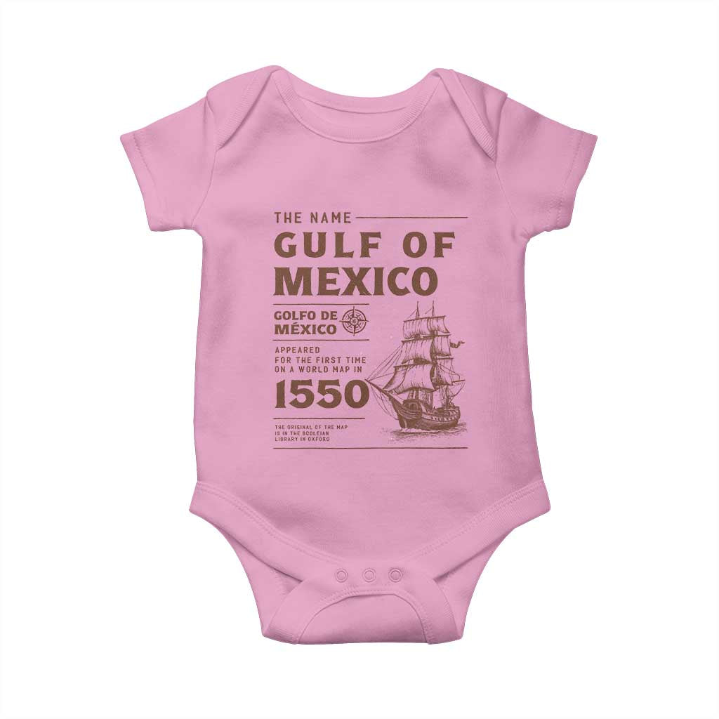 Gulf of Mexico Name Origin 1550 Baby Onesie Sailing Ship Retro Vintage TS02 Light Pink Print Your Wear
