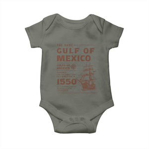 Gulf of Mexico Name Origin 1550 Baby Onesie Sailing Ship Retro Vintage TS02 Military Green Print Your Wear