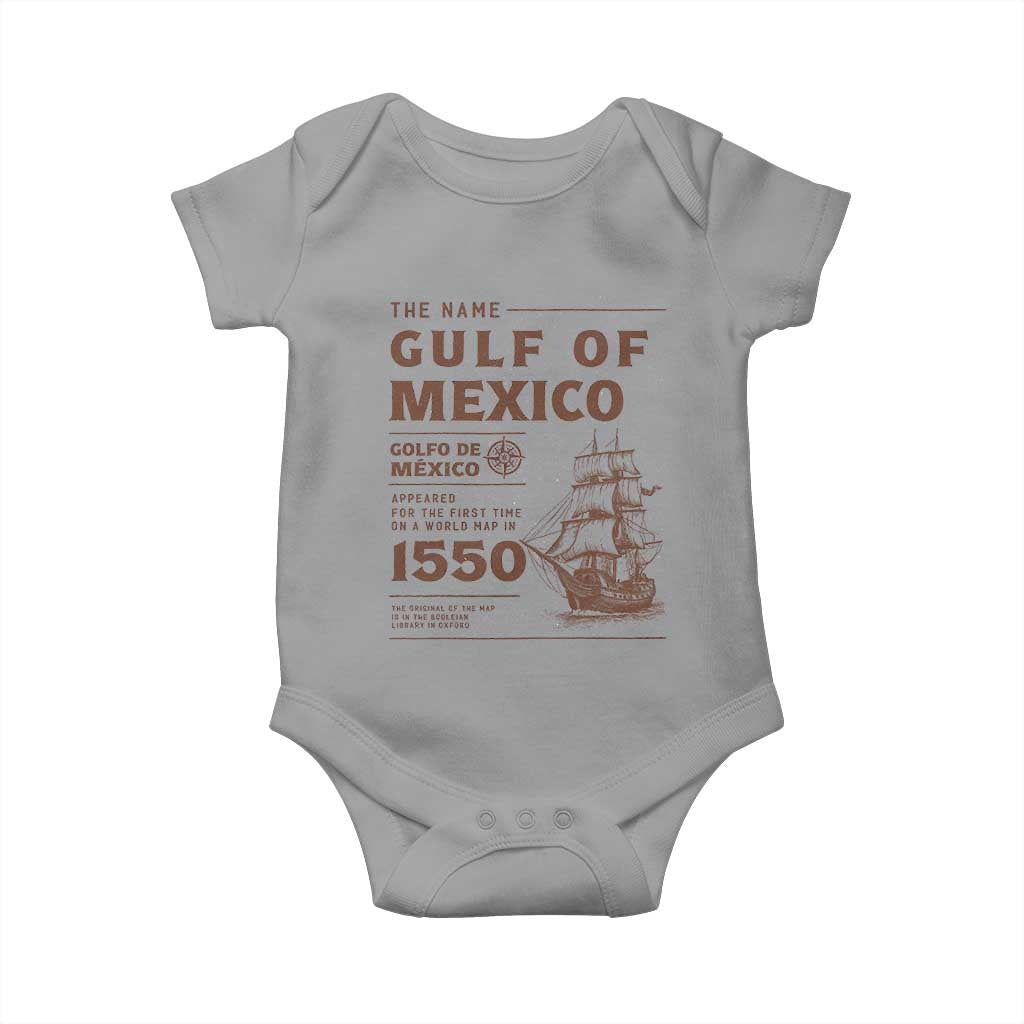 Gulf of Mexico Name Origin 1550 Baby Onesie Sailing Ship Retro Vintage TS02 Sport Gray Print Your Wear