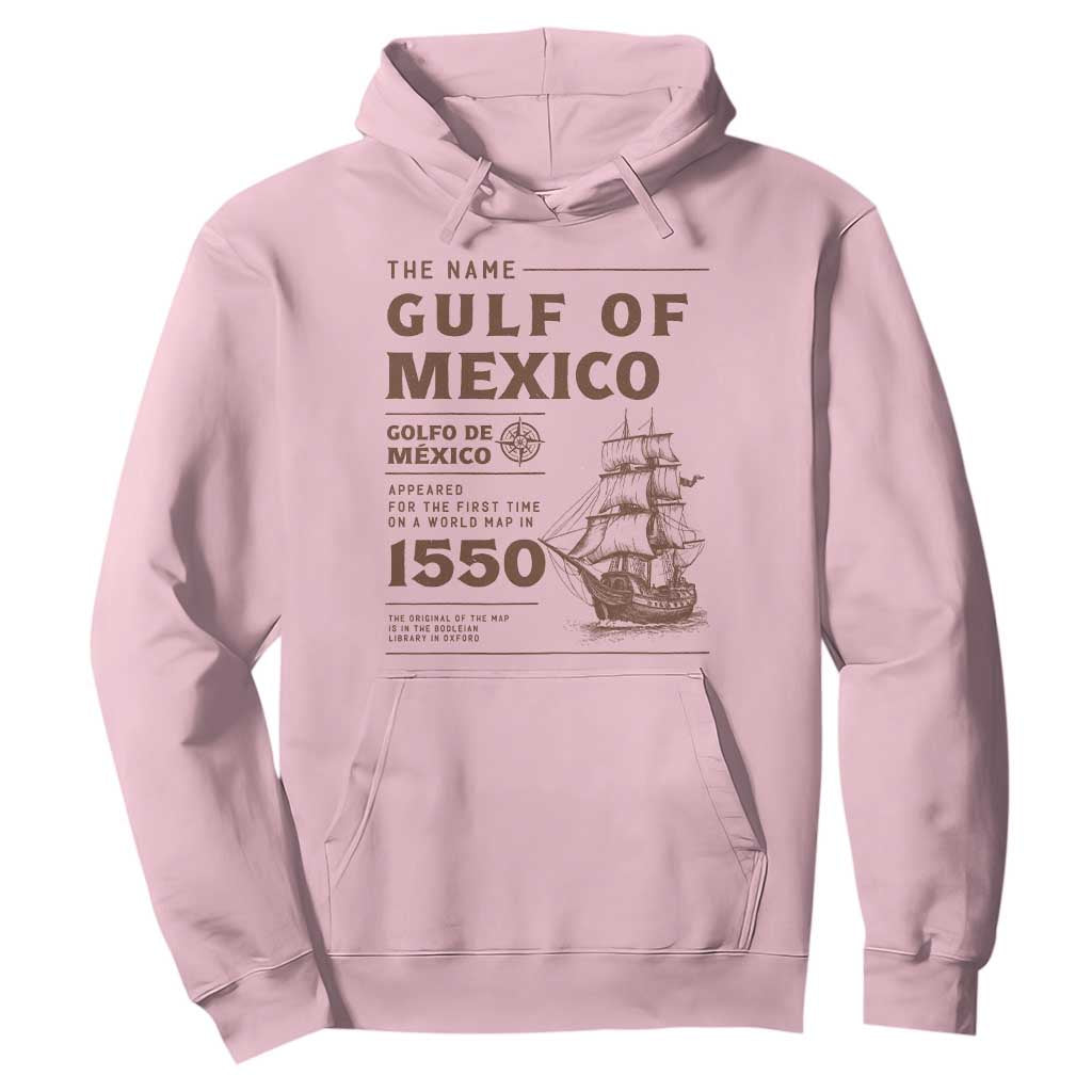 Gulf of Mexico Name Origin 1550 Hoodie Sailing Ship Retro Vintage TS02 Light Pink Print Your Wear