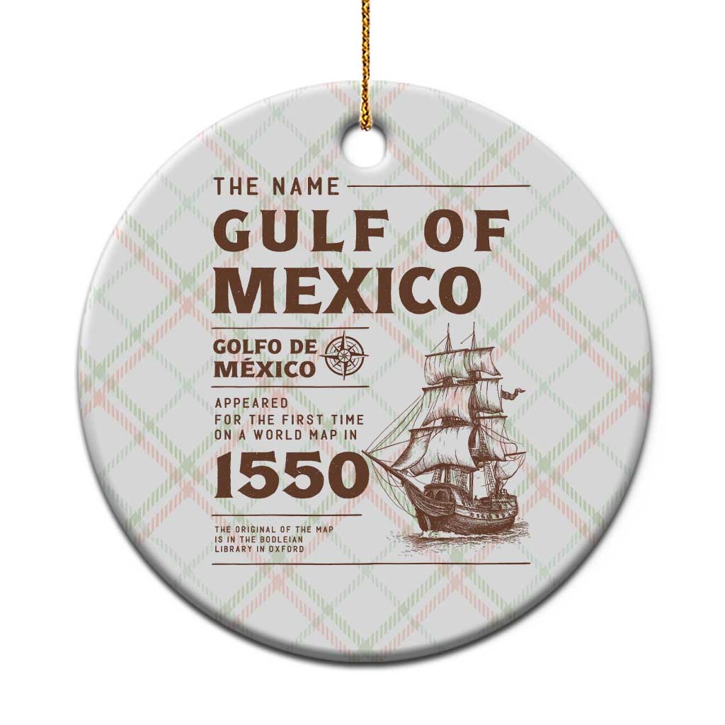 Gulf of Mexico Name Origin 1550 Ceramic Ornament Sailing Ship Retro Vintage TS02 1pc Christmas Plaid Print Your Wear