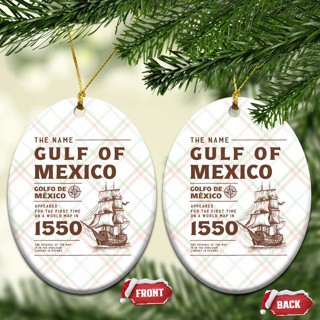 Gulf of Mexico Name Origin 1550 Ceramic Ornament Sailing Ship Retro Vintage TS02 Print Your Wear