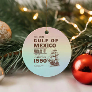 Gulf of Mexico Name Origin 1550 Ceramic Ornament Sailing Ship Retro Vintage TS02 1pc Pastel Print Your Wear