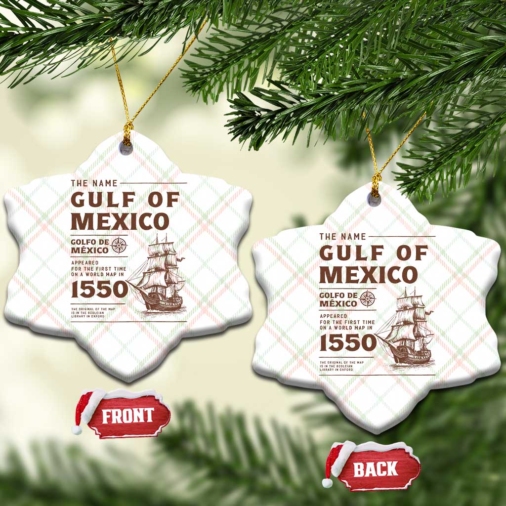 Gulf of Mexico Name Origin 1550 Ceramic Ornament Sailing Ship Retro Vintage TS02 Print Your Wear