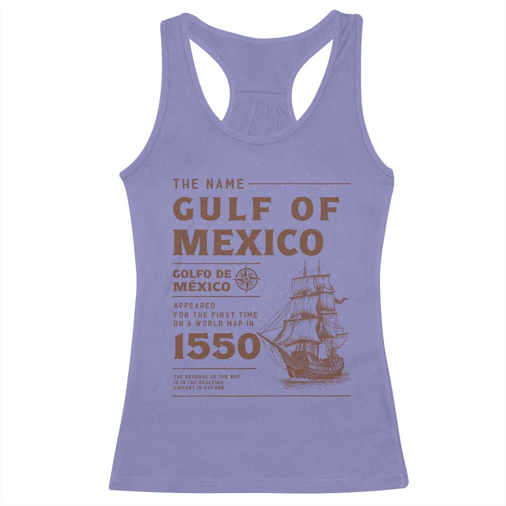 Gulf of Mexico Name Origin 1550 Racerback Tank Top Sailing Ship Retro Vintage TS02 Violet Print Your Wear
