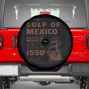 Gulf of Mexico Name Origin 1550 Spare Tire Cover Sailing Ship Retro Vintage TS02 White Print Your Wear