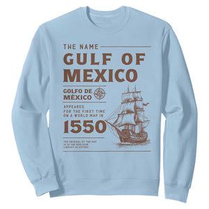 Gulf of Mexico Name Origin 1550 Sweatshirt Sailing Ship Retro Vintage TS02 Light Blue Print Your Wear