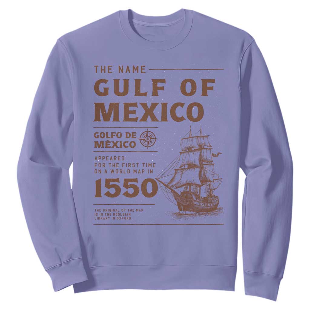 Gulf of Mexico Name Origin 1550 Sweatshirt Sailing Ship Retro Vintage TS02 Violet Print Your Wear