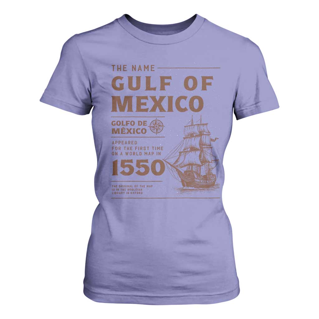 Gulf of Mexico Name Origin 1550 T Shirt For Women Sailing Ship Retro Vintage TS02 Violet Print Your Wear