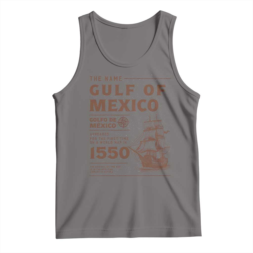 Gulf of Mexico Name Origin 1550 Tank Top Sailing Ship Retro Vintage TS02 Deep Heather Print Your Wear