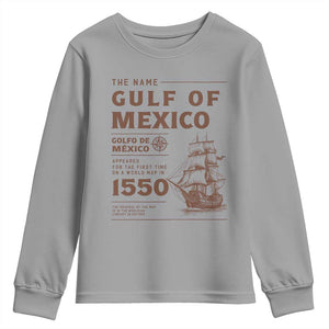 Gulf of Mexico Name Origin 1550 Youth Sweatshirt Sailing Ship Retro Vintage TS02 Sport Gray Print Your Wear