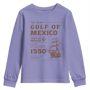 Gulf of Mexico Name Origin 1550 Youth Sweatshirt Sailing Ship Retro Vintage TS02 Violet Print Your Wear