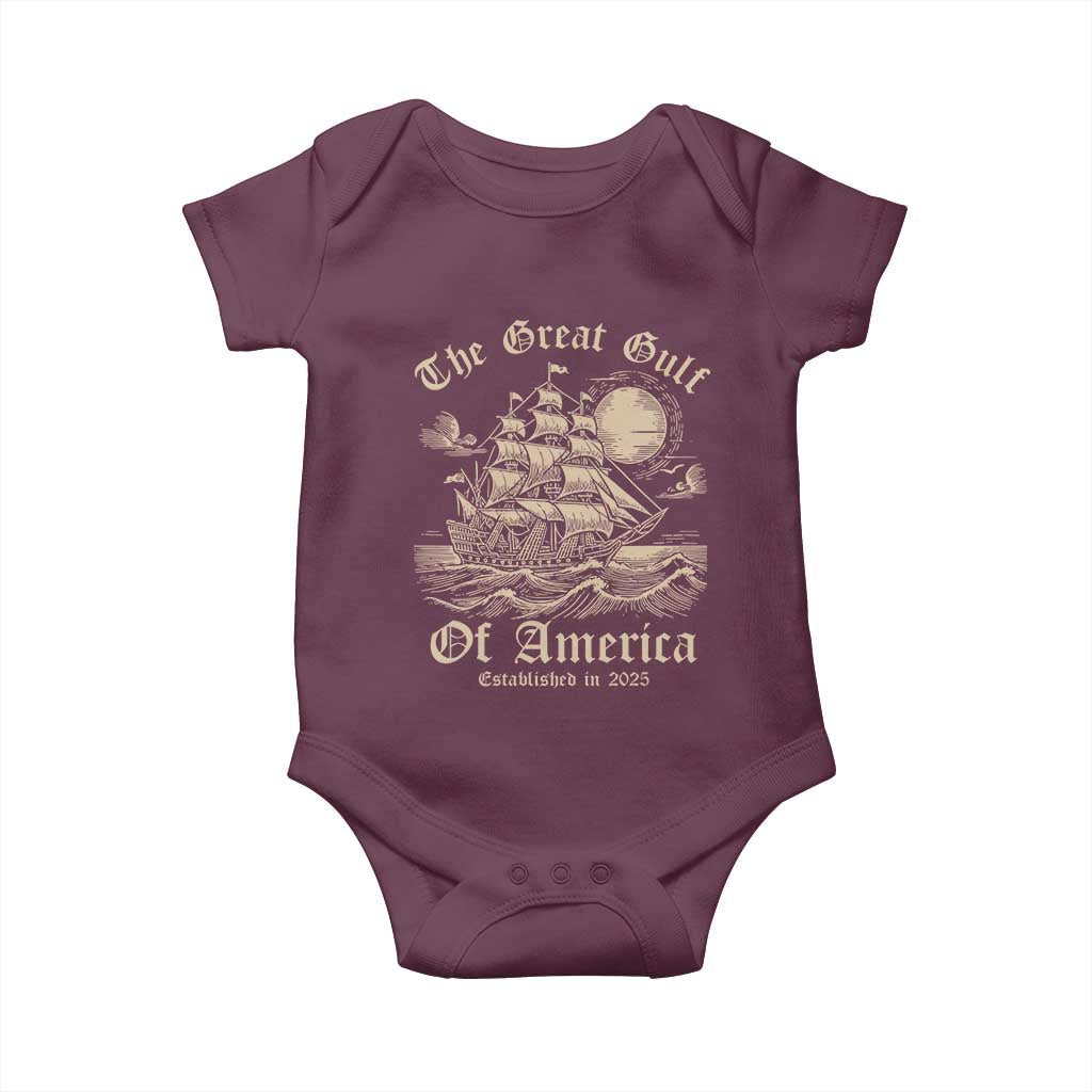 The Great Gulf Of USA Baby Onesie Established in 2025 TS02 Maroon Print Your Wear