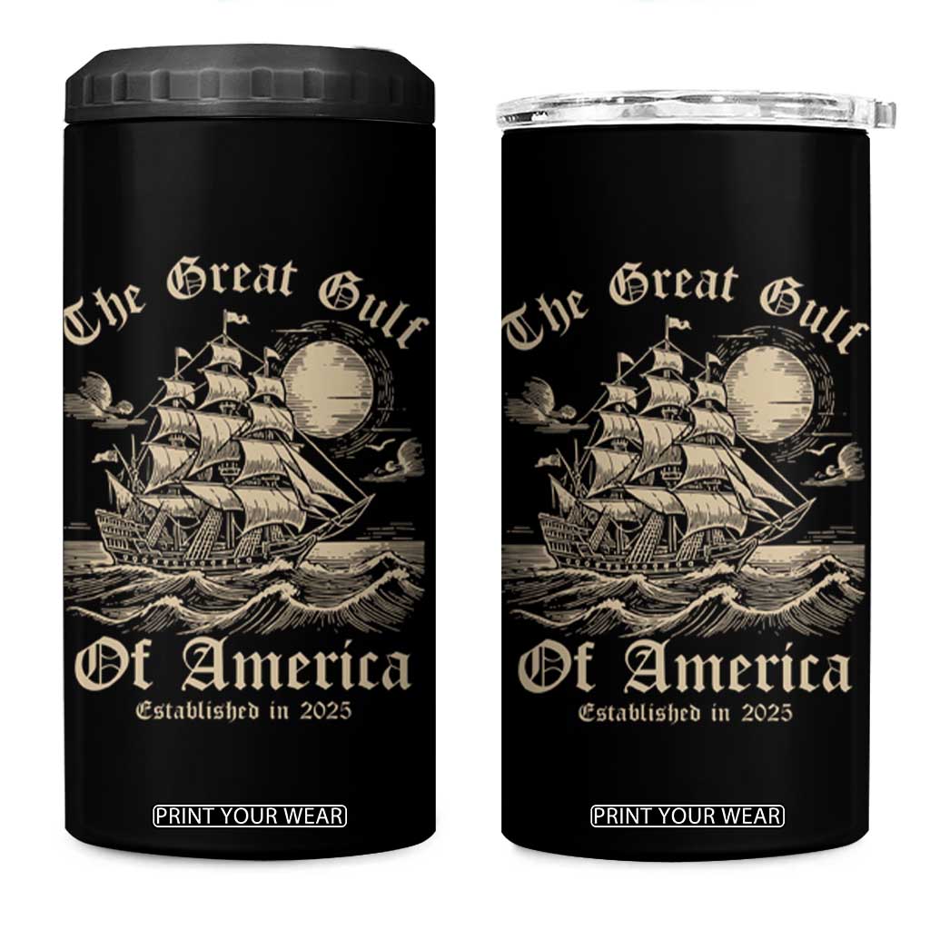 The Great Gulf Of USA 4 in 1 Can Cooler Tumbler Established in 2025 TS02 One Size: 16 oz Black Print Your Wear