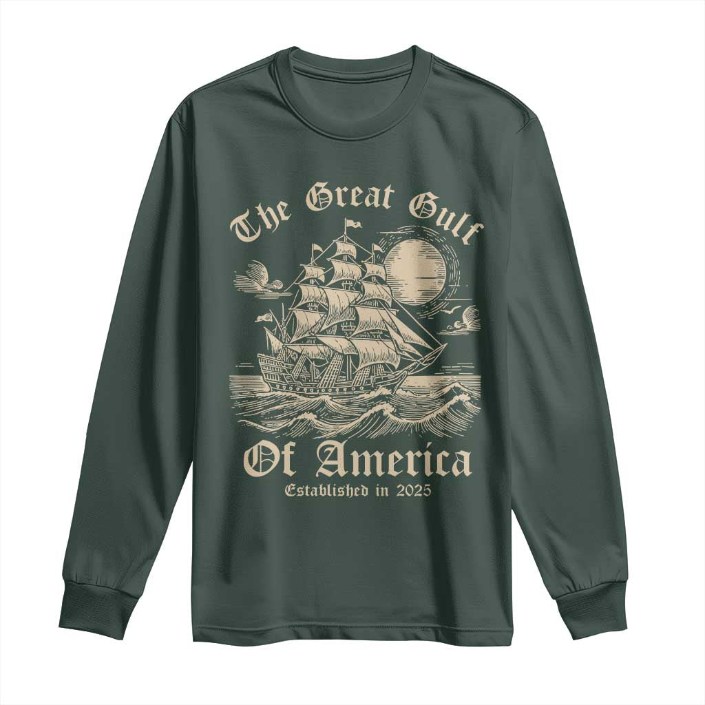 The Great Gulf Of USA Long Sleeve Shirt Established in 2025 TS02 Dark Forest Green Print Your Wear