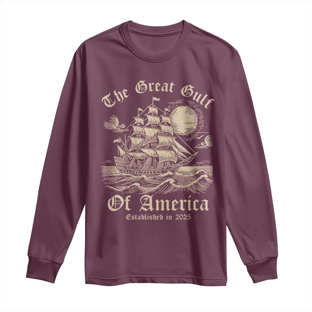 The Great Gulf Of USA Long Sleeve Shirt Established in 2025 TS02 Maroon Print Your Wear